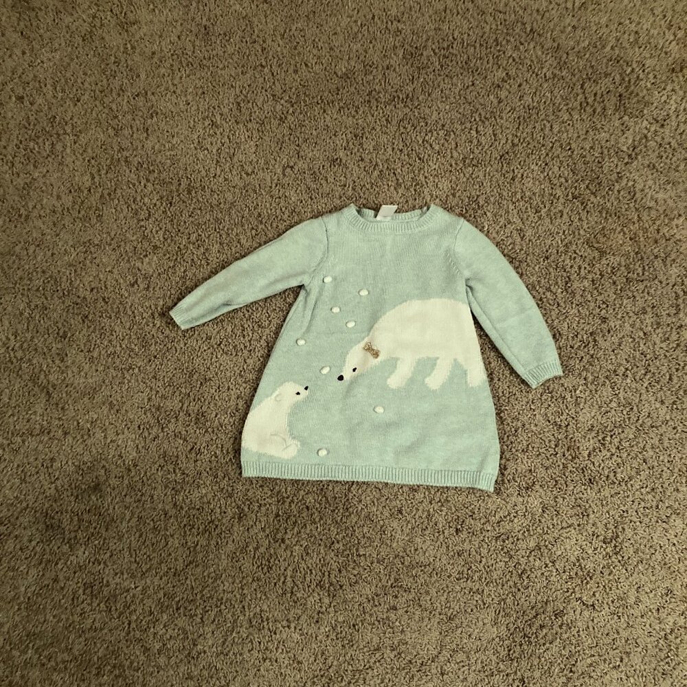 Gymboree mint green polar bear sweater sz 12-18 months